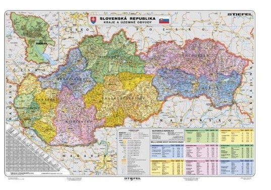 foto Slovensko � administrativn� �len�n� � kraje, 135�100 cm